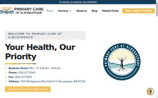Primary Care of Albuquerque website