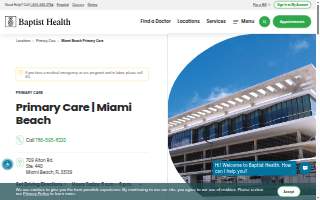 Baptist Health Primary Care | Miami Beach website