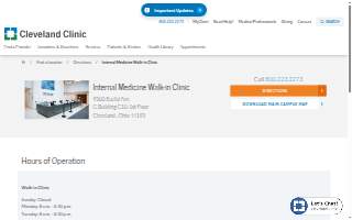 Cleveland Clinic Internal Medicine Walk-in Clinic website
