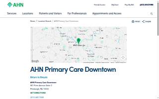 AHN Primary Care Downtown website