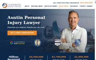 Anderson Injury Lawyers Austin website