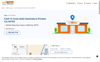 Cost-U-Less Insurance of Fresno website