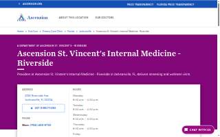 Ascension St. Vincent's Internal Medicine - Riverside website