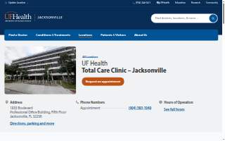 UF Health Total Care Clinic - Jacksonville website