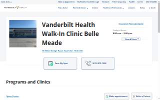 Vanderbilt Health Walk-In Clinic Belle Meade website