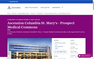 Ascension Columbia St. Mary's - Prospect Medical Commons website
