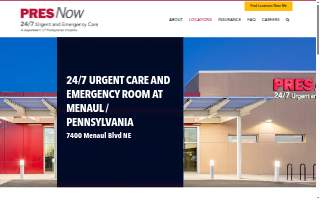 PRESNow 24/7 Urgent and Emergency Care - Menaul website