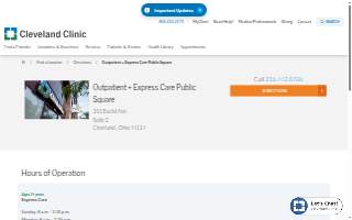 Outpatient + Express Care Public Square website