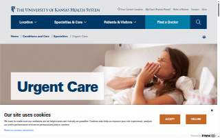 The University of Kansas Health System Urgent Care website