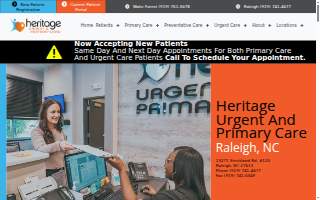 Heritage Urgent & Primary Care - Raleigh website