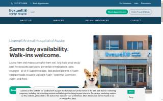 Livewell Animal Hospital of Austin website