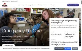 Veterinary Emergency + Critical Care website