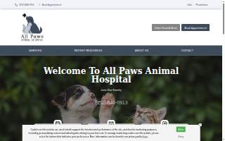 All Paws Animal Hospital website