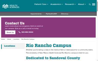 UNM Health Sciences Rio Rancho Campus website