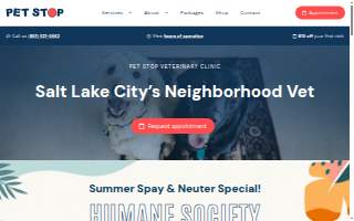 Pet Stop Veterinary Clinic website