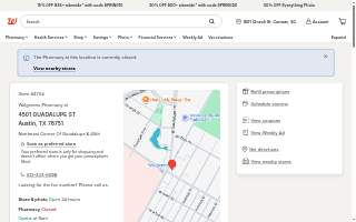 Walgreens Pharmacy of Austin website