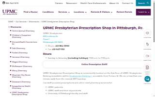 UPMC Presbyterian Prescription Shop website