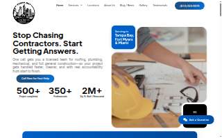 Tampa Bay Construction, Roofing, & Plumbing Services, LLC website