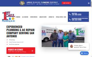 1st Call Plumbing & AC website