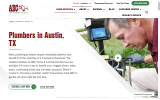 ABC Home & Commercial - Plumbing Services Department website