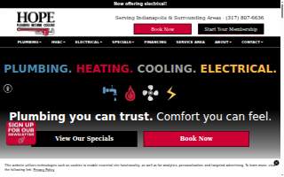 Hope Plumbing, Heating & Cooling website