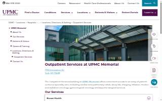 Outpatient Services at UPMC Memorial website