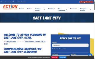 Action Plumbing, Heating, Air & Electric website