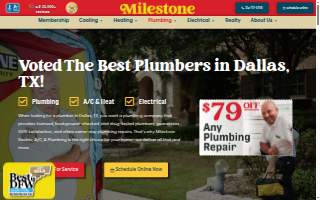 Milestone Electric, A/C, & Plumbing of Dallas website