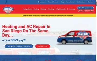 Same Day Heating, Cooling, Plumbing website