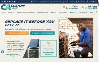 Custom Air Conditioning and Heating Co. website
