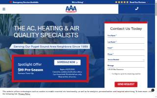 AAA Heating & Air Conditioning website
