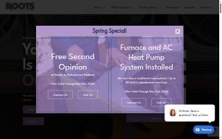Roots Heating & Air website