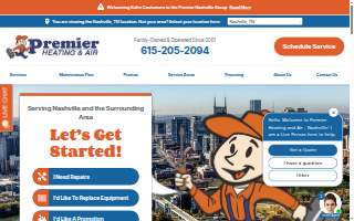 Premier Heating & Air of Nashville website