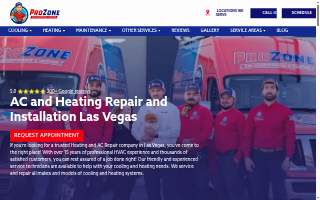 ProZone Air Conditioning and Heating Repair Las Vegas website