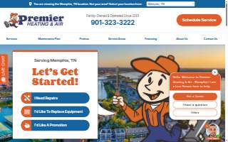 Premier Heating & Air of Memphis website