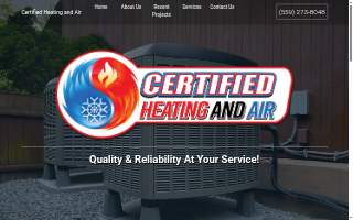 Certified Heating and Air website