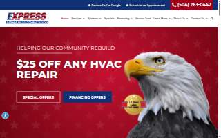 Express Heating & Air Conditioning website