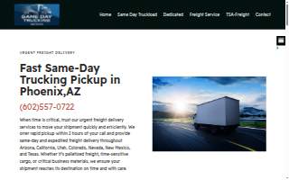Arizona Same Day Trucking website