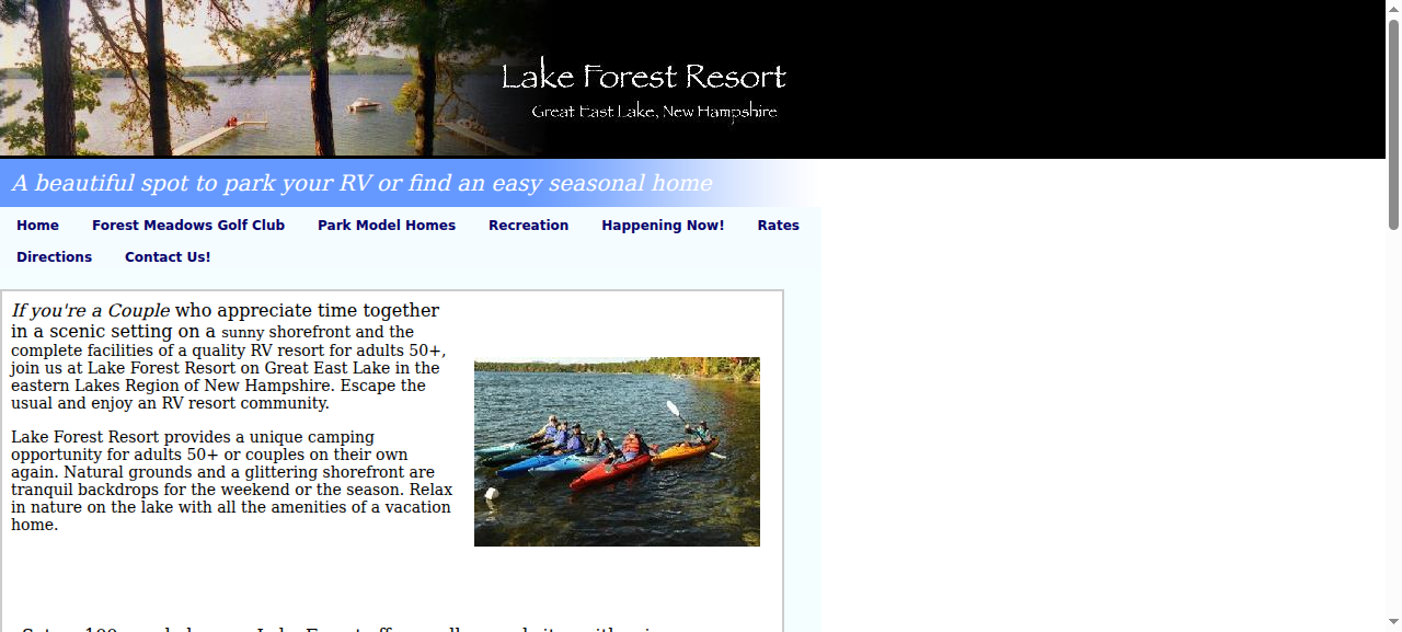 Lake Forest Resort website