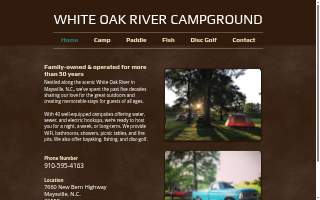 White Oak River Campground website
