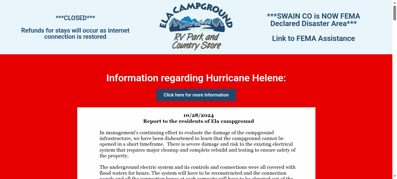 Ela Campground website
