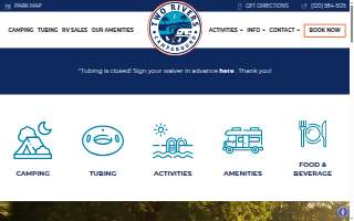 Two Rivers Campground & Tbng website