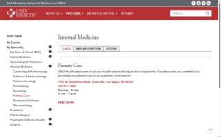UNLV Health Internal Medicine Primary Care website