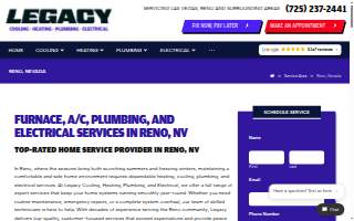 Legacy Heating, Cooling, Plumbing & Electrical of Reno website