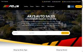 ARJ's Auto Sales website