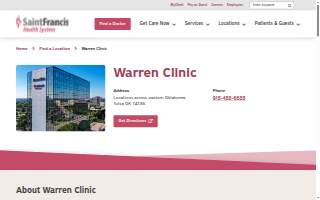 Warren Clinic Family Medicine - Tulsa Hills website