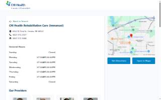 CHI Health Rehabilitation Care (Immanuel) website