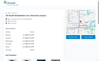 CHI Health Rehabilitation Care (University Campus) website