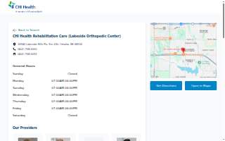 CHI Health Rehabilitation Care (Lakeside Orthopedic Center) website