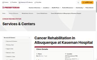 Presbyterian Cancer Rehabilitation Services in Albuquerque at Kaseman Hospital website